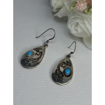 Navajo Turquoise Native American 925 Sterling Silver Earrings
