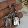 Vintage 925 Sterling Silver Abalone Earrings Length 2 Inch