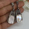 Vintage 925 Sterling Silver Abalone Earrings Length 2 Inch