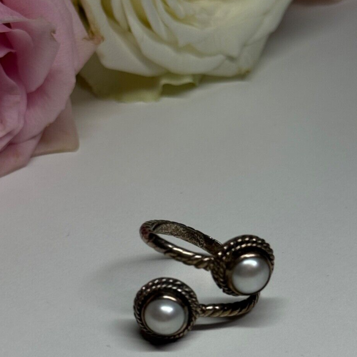 Share Vintage 925 Sterling Silver Pearl Ring Size 5