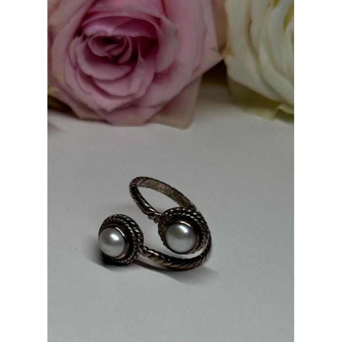 VINTAGE 925 STERLING SILVER PEARL RING  SIZE 5