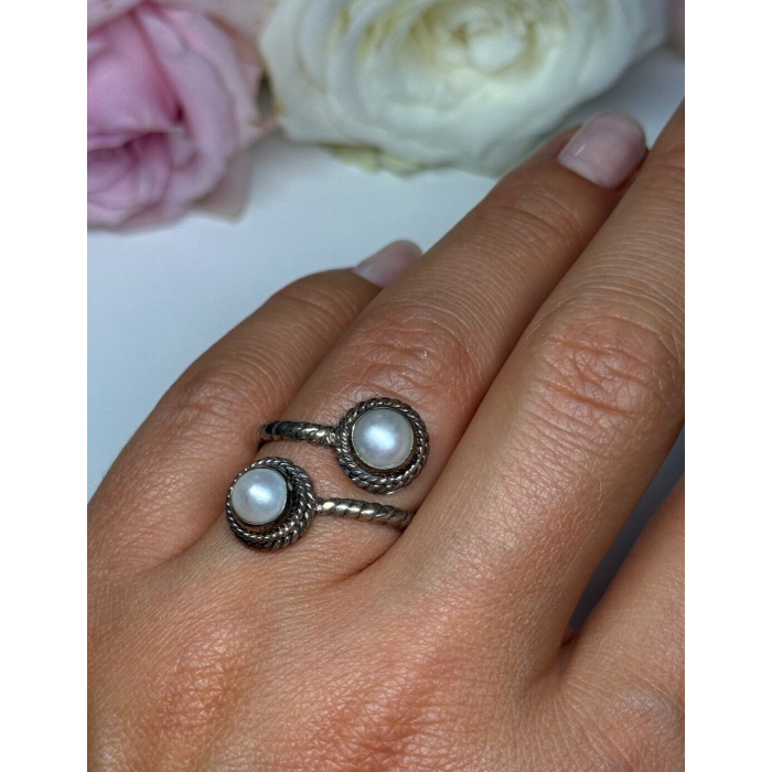 VINTAGE 925 STERLING SILVER PEARL RING  SIZE 5