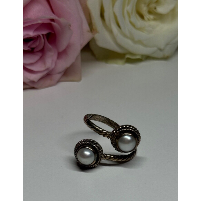 VINTAGE 925 STERLING SILVER PEARL RING  SIZE 5