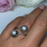 Share Vintage 925 Sterling Silver Pearl Ring Size 5