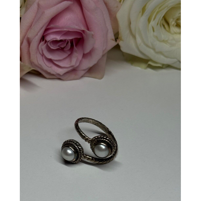VINTAGE 925 STERLING SILVER PEARL RING  SIZE 5