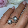 Share Vintage 925 Sterling Silver Pearl Ring Size 5