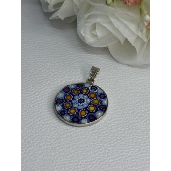 Amv Italian Venice Murano Millefiori 925 Sterling Silver Pendant