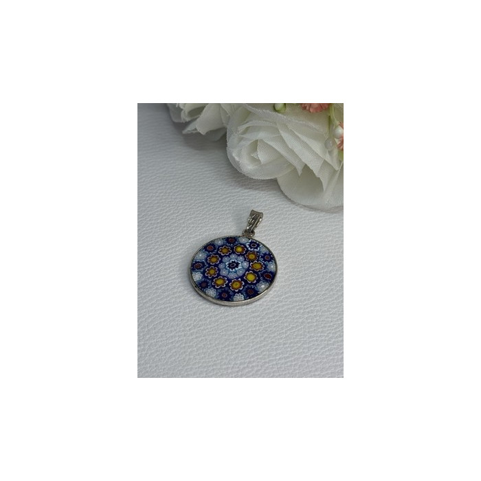 Amv Italian Venice Murano Millefiori 925 Sterling Silver Pendant