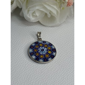 Amv Italian Venice Murano Millefiori 925 Sterling Silver Pendant