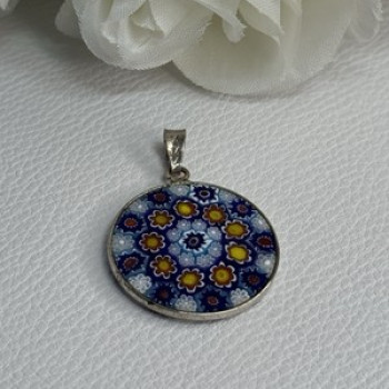 Amv Italian Venice Murano Millefiori 925 Sterling Silver Pendant
