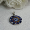 Amv Italian Venice Murano Millefiori 925 Sterling Silver Pendant