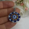 Amv Italian Venice Murano Millefiori 925 Sterling Silver Pendant