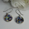 Murano Venice Millefiori 925 Sterling Silver Earrings Length 1.60 Inch
