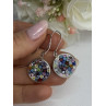 Murano Venice Millefiori 925 Sterling Silver Earrings Length 1.60 Inch