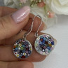 Murano Venice Millefiori 925 Sterling Silver Earrings Length 1.60 Inch