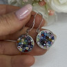 Murano Venice Millefiori 925 Sterling Silver Earrings Length 1.60 Inch
