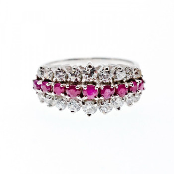 925 Sterling Silver Pink Spinel & CZ Ring Size 9.25