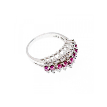 925 STERLING SILVER PINK SPINEL & CZ RING SIZE 9.25