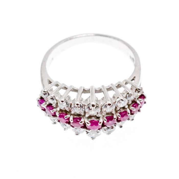 925 Sterling Silver Pink Spinel & CZ Ring Size 9.25