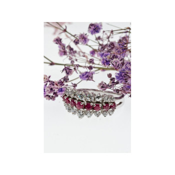 925 STERLING SILVER PINK SPINEL & CZ RING SIZE 9.25