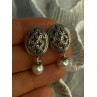 Michael Dawkins 925 Sterling Silver Pearl Earrings Length 1.30 inch