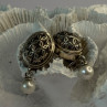 Michael Dawkins 925 Sterling Silver Pearl Earrings Length 1.30 Inch