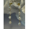 925 Sterling Silver Gold Plated Pearl Earrings Length 2.30 inch