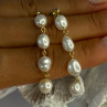 925 Sterling Silver Gold Plated Pearl Earrings Length 2.30 Inch