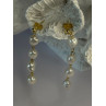 925 Sterling Silver Gold Plated Pearl Earrings Length 2.30 inch