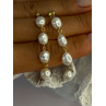 925 Sterling Silver Gold Plated Pearl Earrings Length 2.30 inch