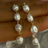 925 Sterling Silver Gold Plated Pearl Earrings Length 2.30 Inch