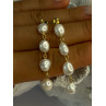 925 Sterling Silver Gold Plated Pearl Earrings Length 2.30 inch