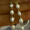 925 Sterling Silver Gold Plated Pearl Earrings Length 2.30 Inch