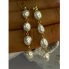 925 Sterling Silver Gold Plated Pearl Earrings Length 2.30 inch