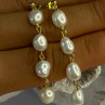 925 Sterling Silver Gold Plated Pearl Earrings Length 2.30 Inch