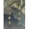 925 Sterling Silver Gold Plated Pearl Earrings Length 2.30 inch