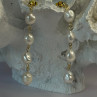 925 Sterling Silver Gold Plated Pearl Earrings Length 2.30 Inch