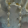 925 Sterling Silver Gold Plated Pearl Earrings Length 2.30 Inch