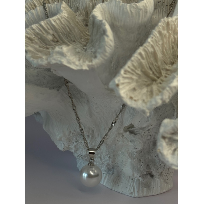 925 Sterling Silver Pearl Necklace Length 18 inch