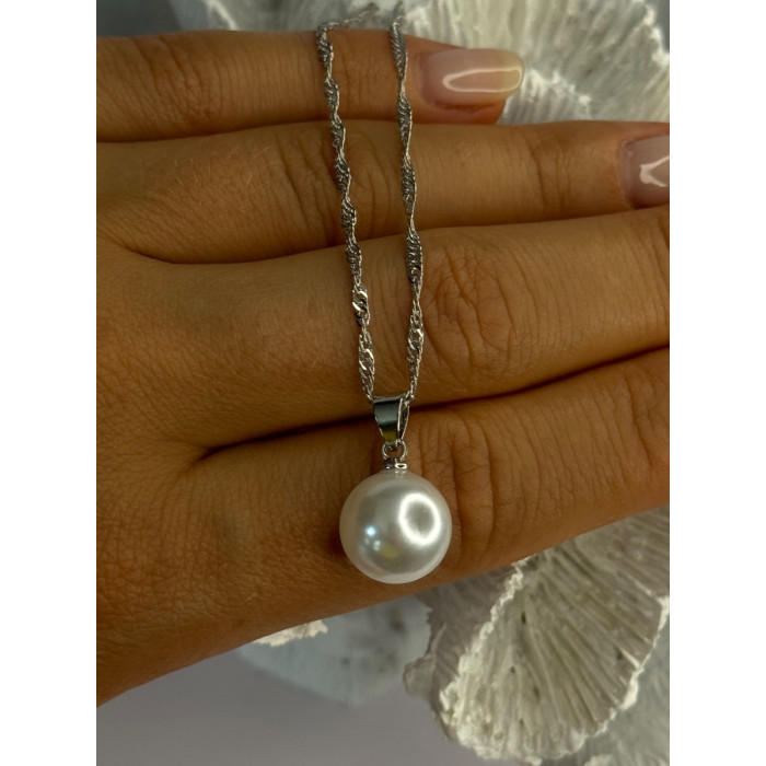 925 Sterling Silver Pearl Necklace Length 18 inch