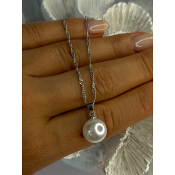925 Sterling Silver Pearl Necklace Length 18 inch