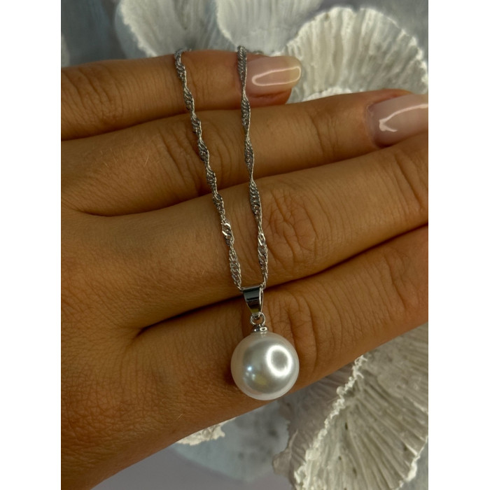 925 Sterling Silver Pearl Necklace Length 18 inch
