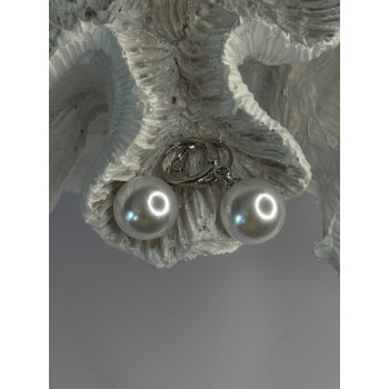 925 Sterling Silver Pearl Earrings Length 1.10 inch