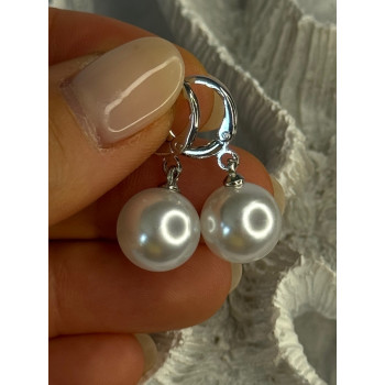 925 Sterling Silver Pearl Earrings Length 1.10 inch
