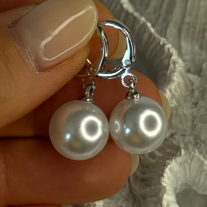 925 Sterling Silver Pearl Earrings Length 1.10 Inch