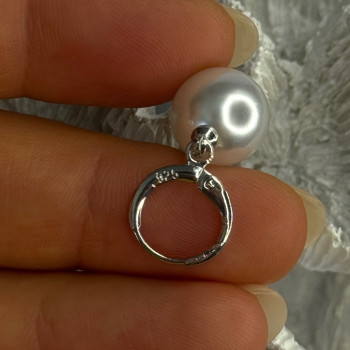 925 Sterling Silver Pearl Earrings Length 1.10 Inch