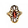 925 Sterling Silver Gold Plated Almandine Openwork Ring Size 9