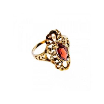 925 Sterling Silver Gold Plated Almandine Openwork Ring Size 9
