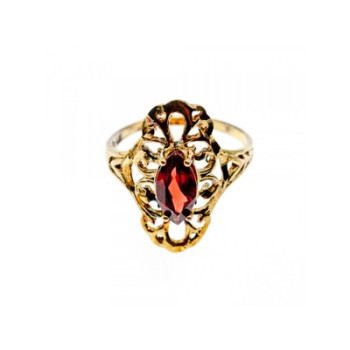 925 Sterling Silver Gold Plated Almandine Openwork Ring Size 9