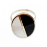 925 Sterling Silver Mother OF Pearl & Enamel Ring Size 9.75